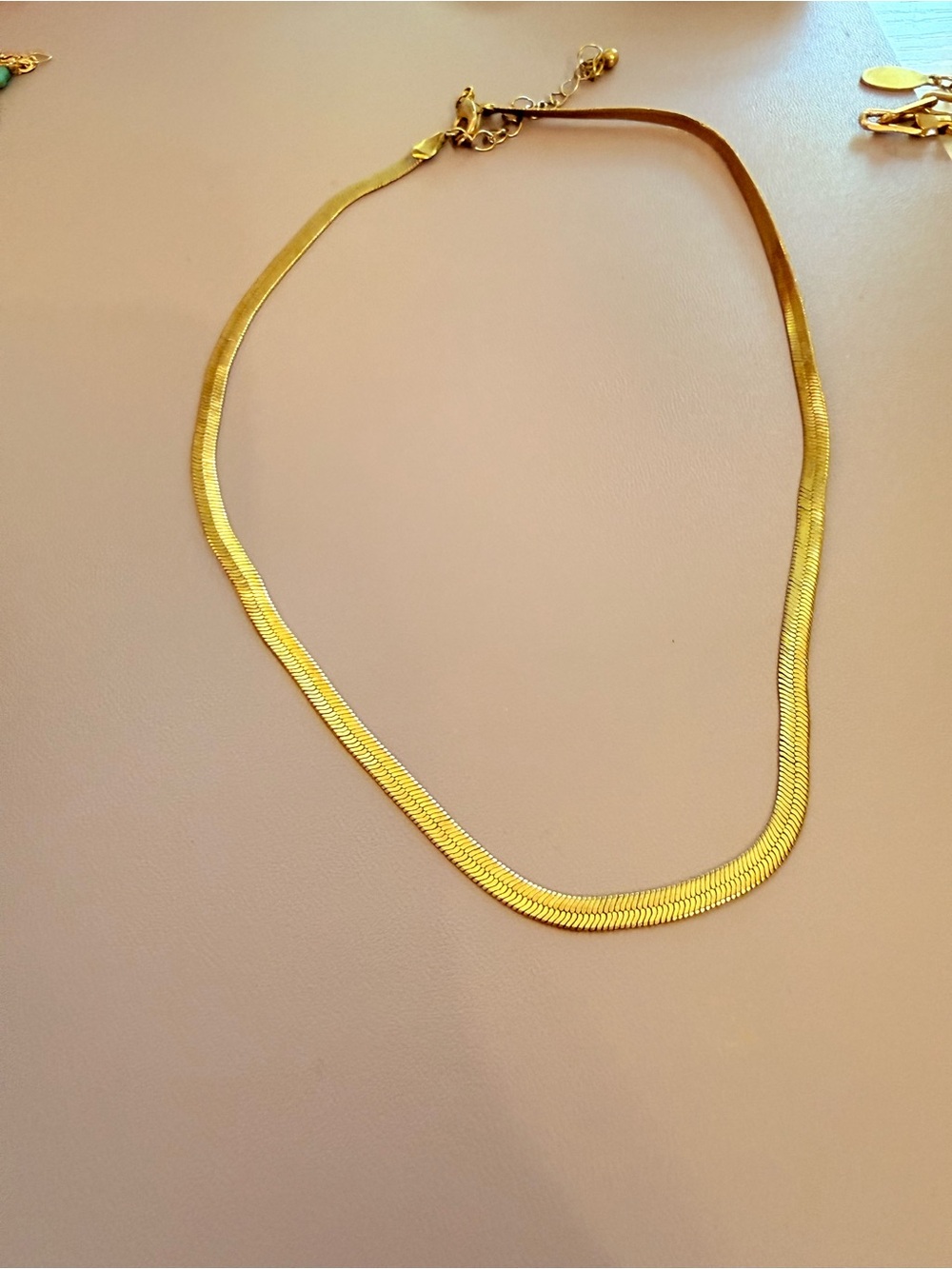 Gold Herringbone Snake Chain Necklace - Women